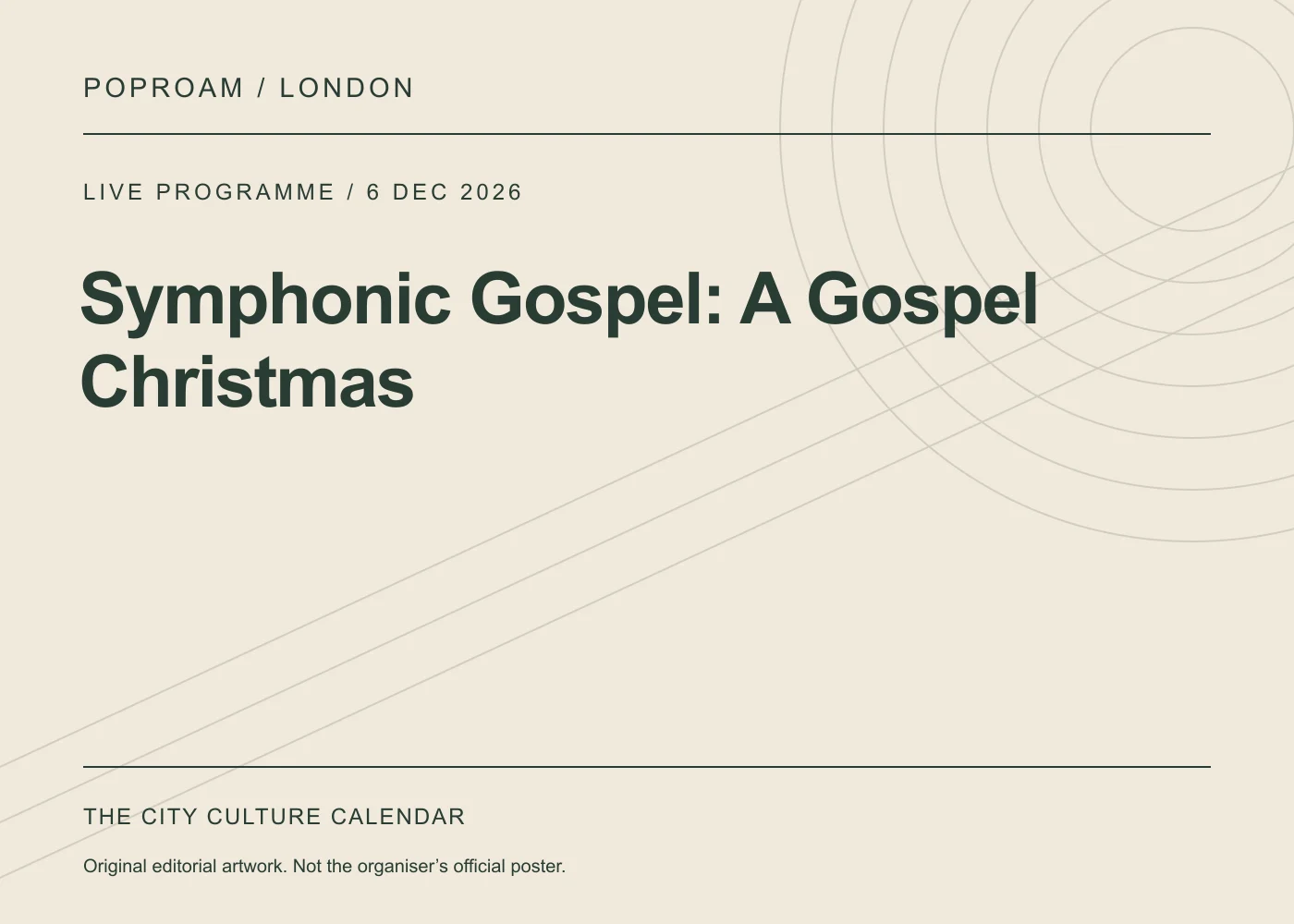 Original editorial programme artwork for Symphonic Gospel: A Gospel Christmas. This is not the organiser’s official poster.