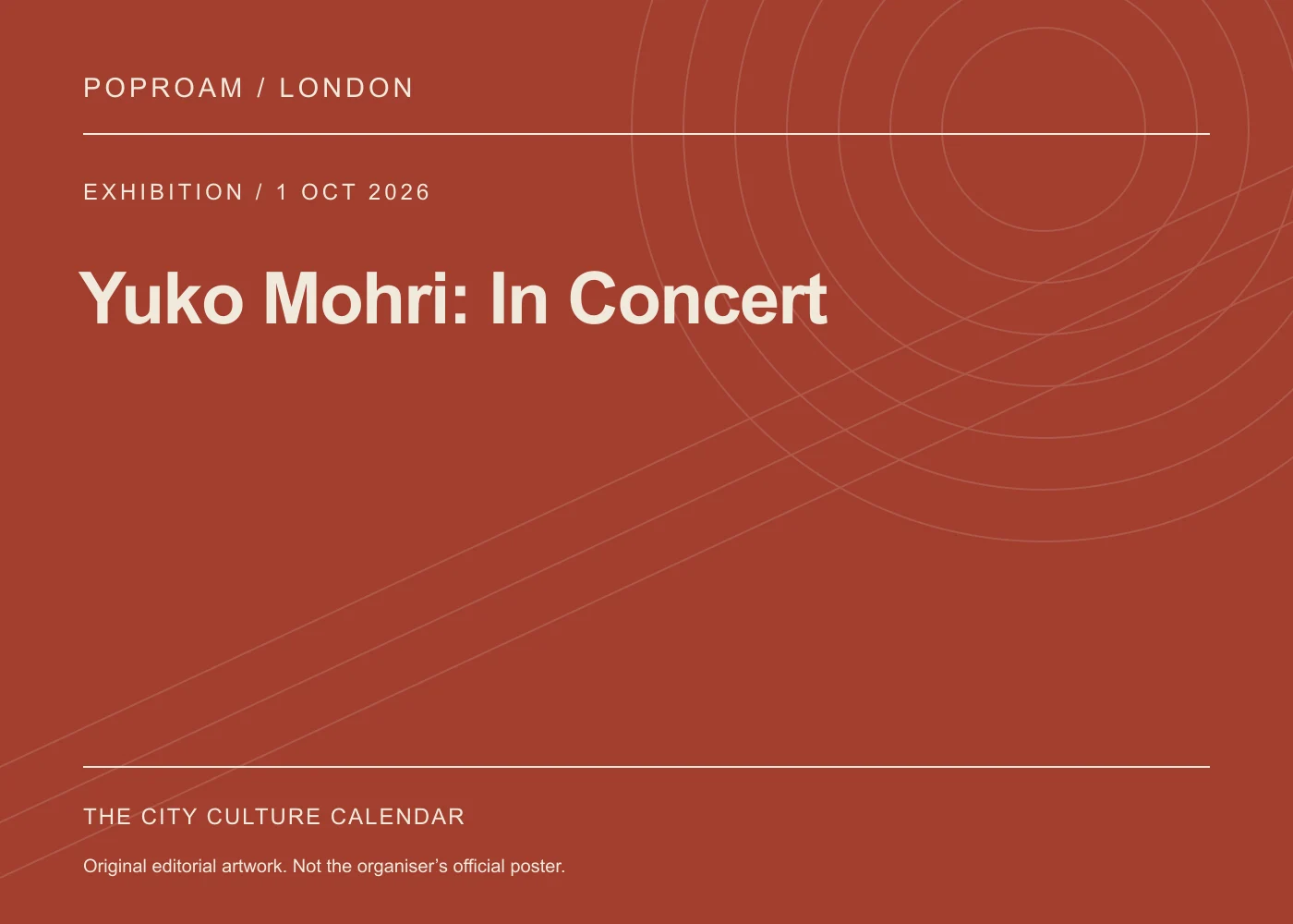 Original editorial programme artwork for Yuko Mohri: In Concert. This is not the organiser’s official poster.
