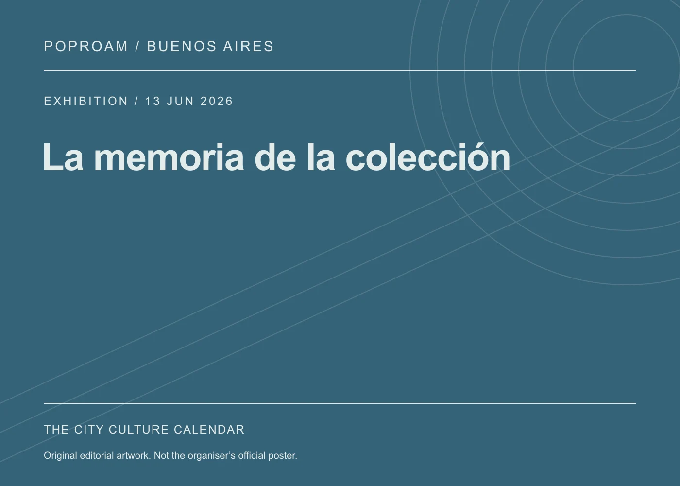 Original editorial programme artwork for La memoria de la colección. This is not the organiser’s official poster.