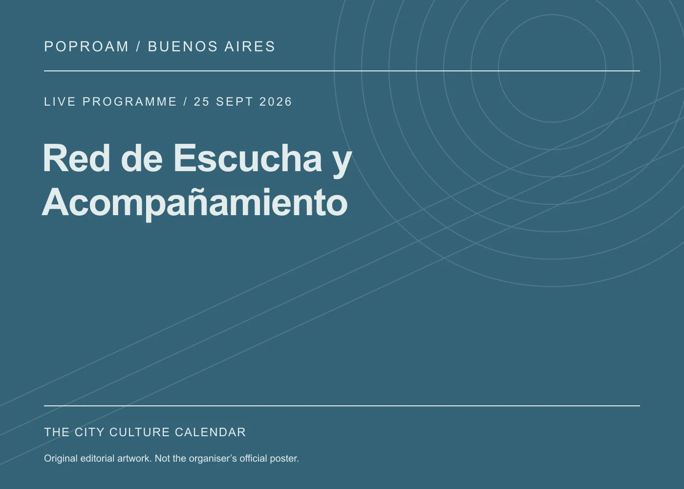 Original editorial programme artwork for Red de Escucha y Acompañamiento. This is not the organiser’s official poster.