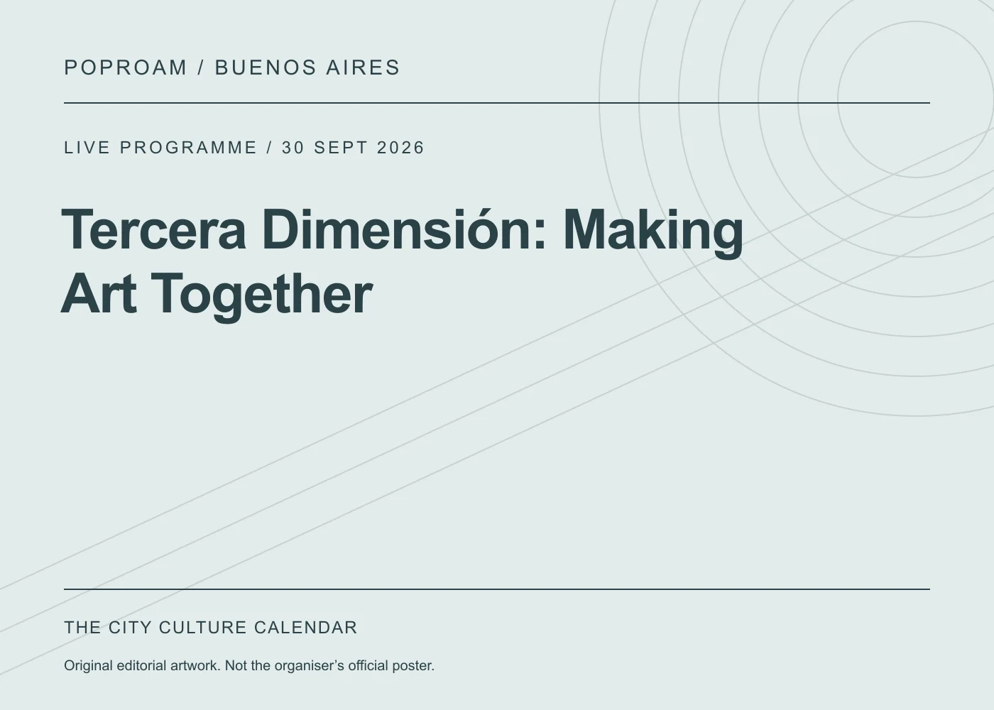 Original editorial programme artwork for Tercera Dimensión: Making Art Together. This is not the organiser’s official poster.