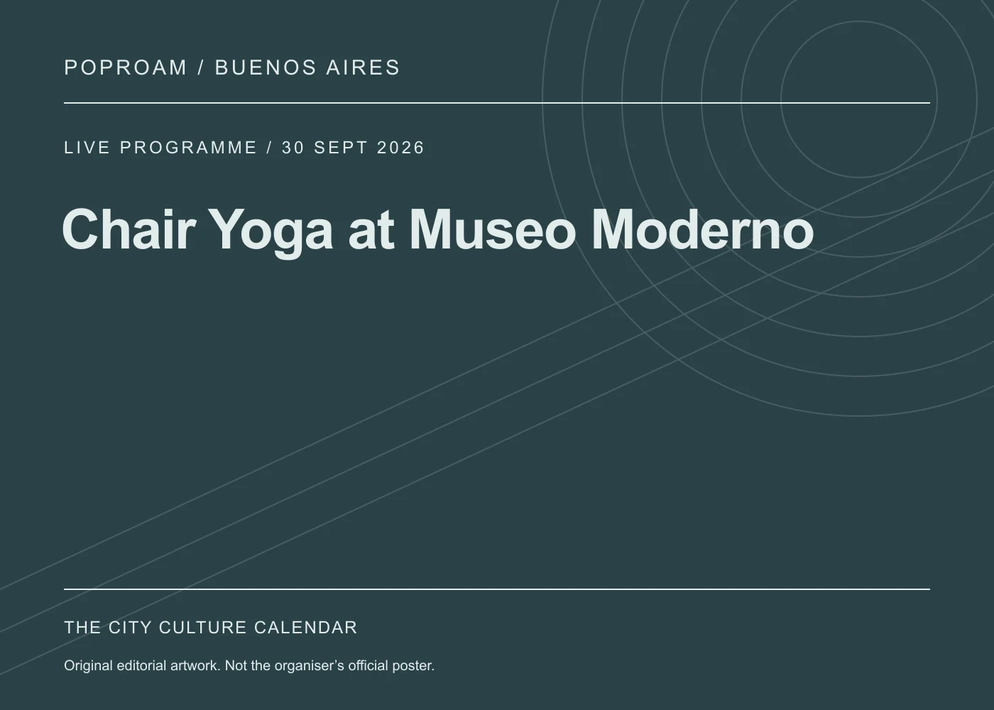 Original editorial programme artwork for Chair Yoga at Museo Moderno. This is not the organiser’s official poster.