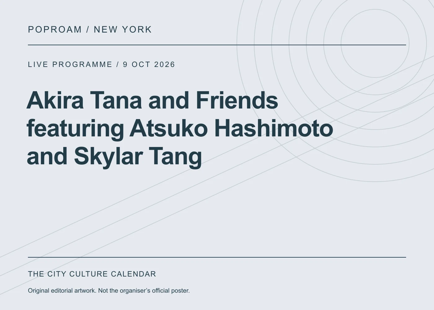 Original editorial programme artwork for Akira Tana and Friends featuring Atsuko Hashimoto and Skylar Tang. This is not the organiser’s official poster.