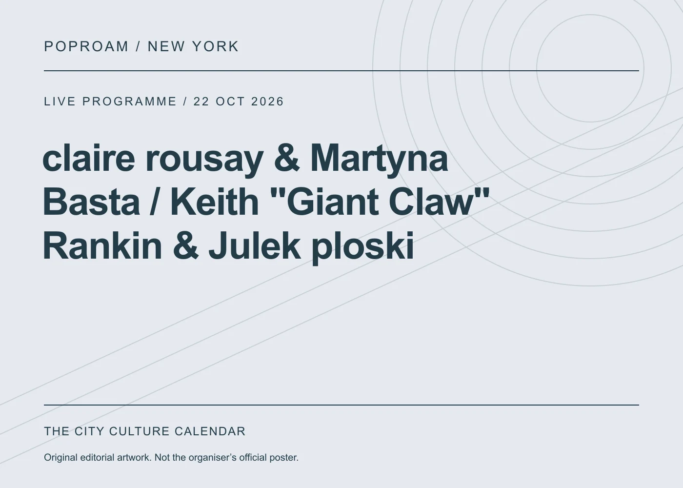 Original editorial programme artwork for claire rousay & Martyna Basta / Keith "Giant Claw" Rankin & Julek ploski. This is not the organiser’s official poster.