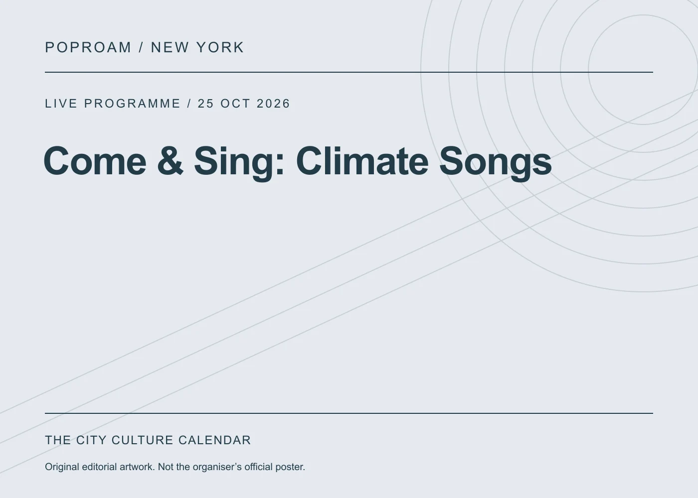 Original editorial programme artwork for Come & Sing: Climate Songs. This is not the organiser’s official poster.
