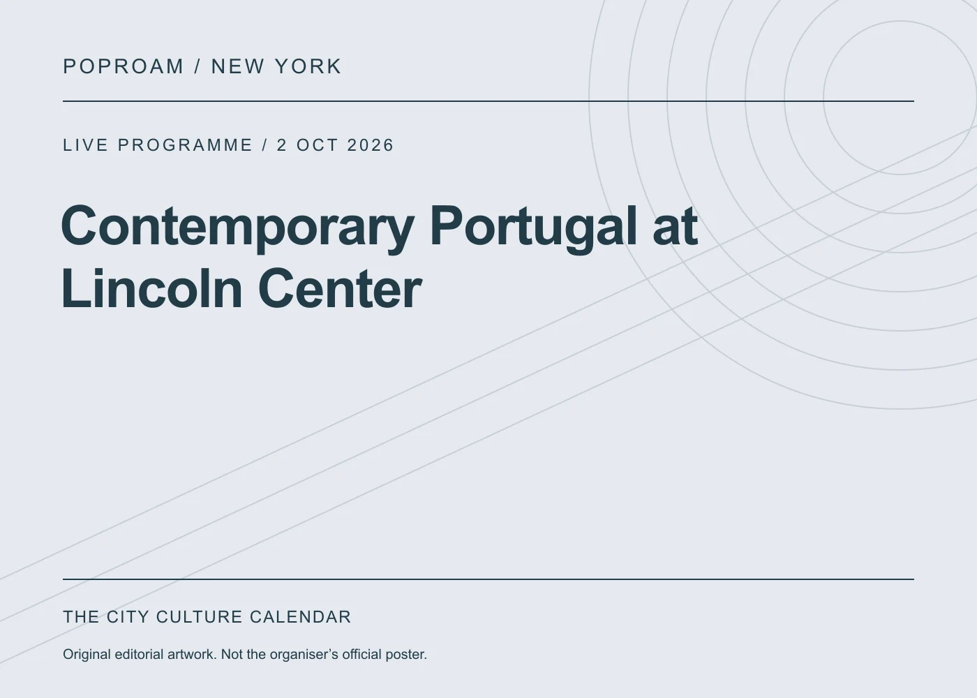 Original editorial programme artwork for Contemporary Portugal at Lincoln Center. This is not the organiser’s official poster.
