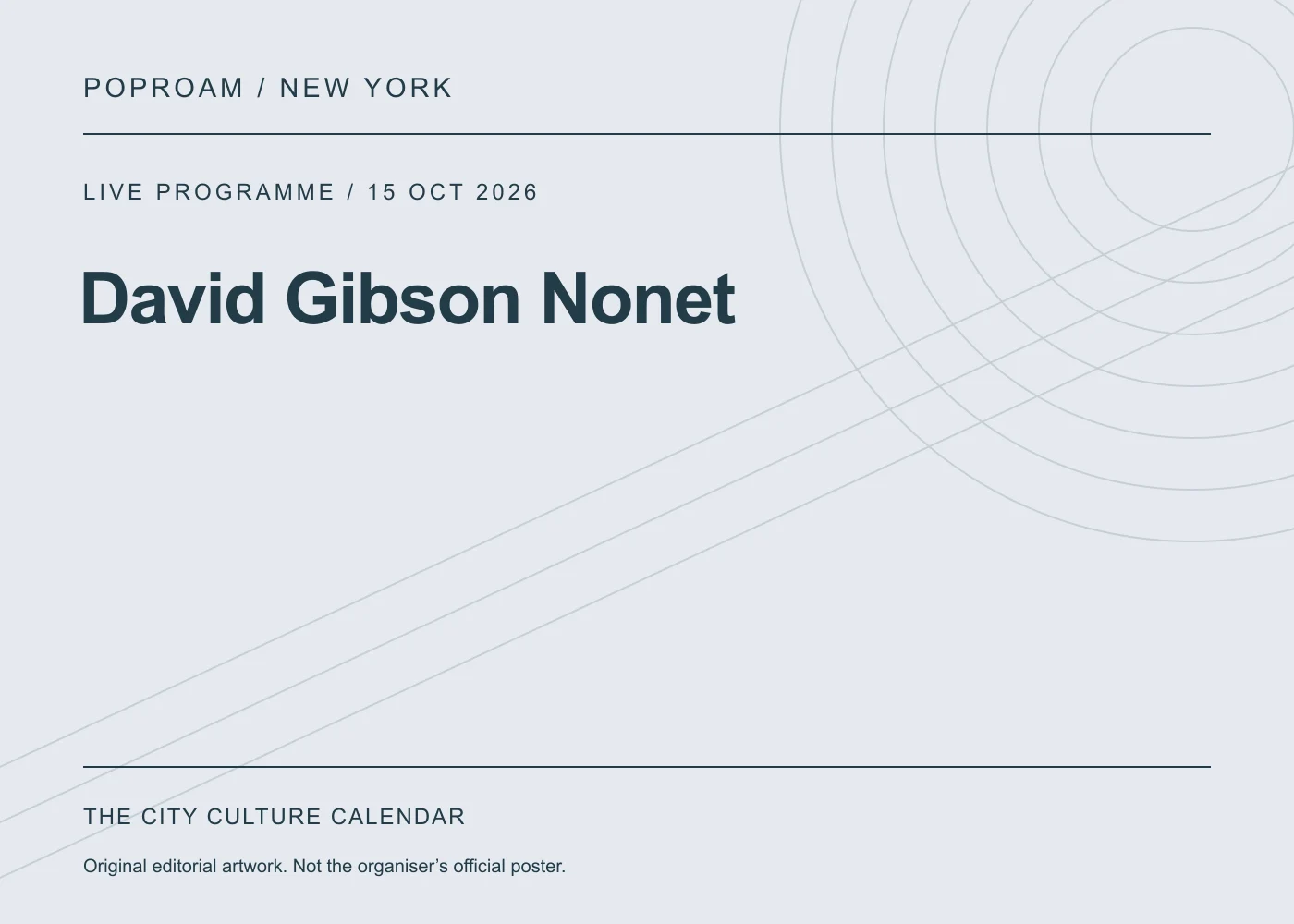 Original editorial programme artwork for David Gibson Nonet. This is not the organiser’s official poster.