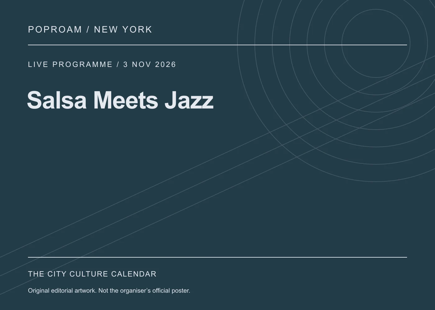 Original editorial programme artwork for Salsa Meets Jazz. This is not the organiser’s official poster.