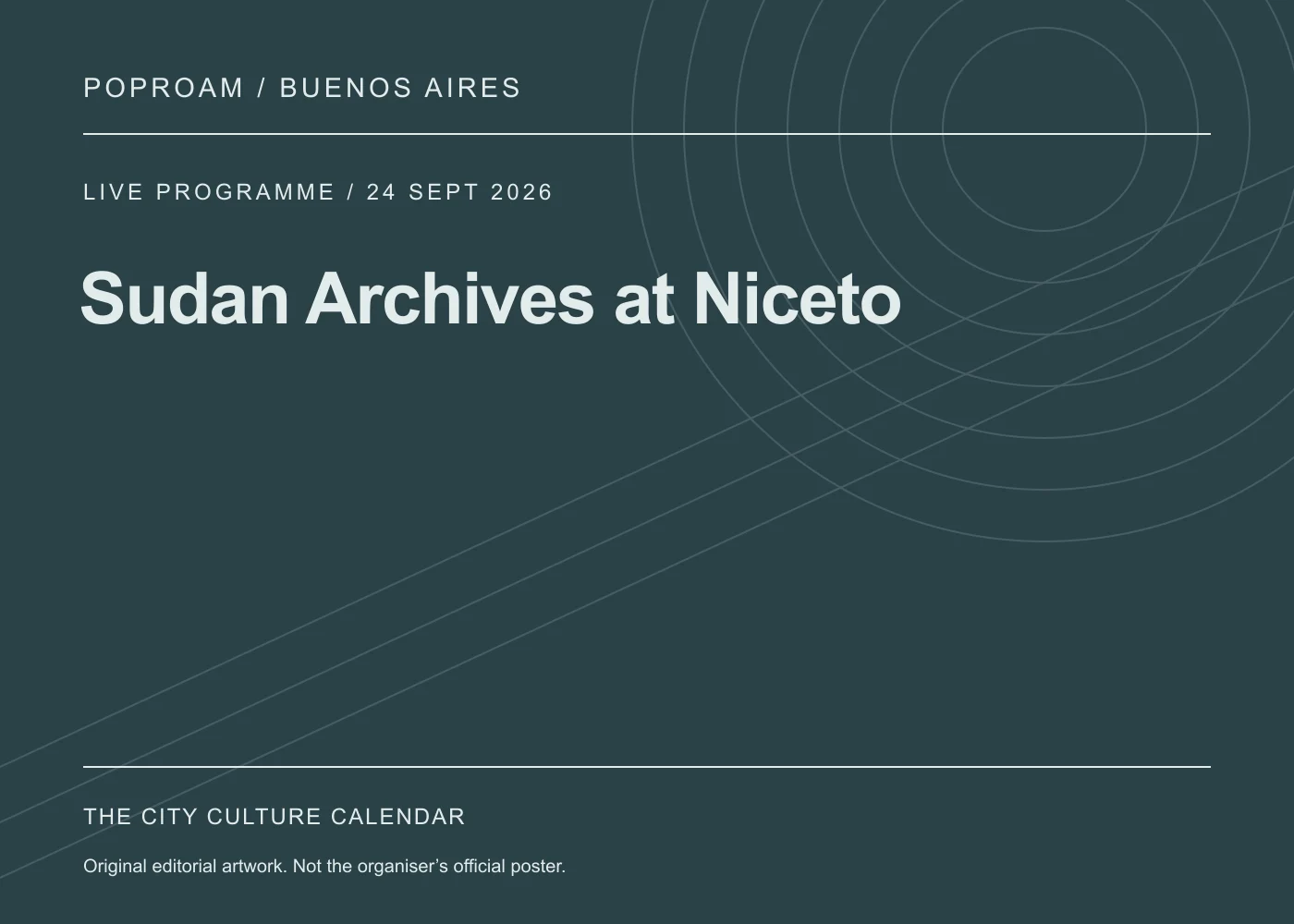 Original editorial programme artwork for Sudan Archives at Niceto. This is not the organiser’s official poster.