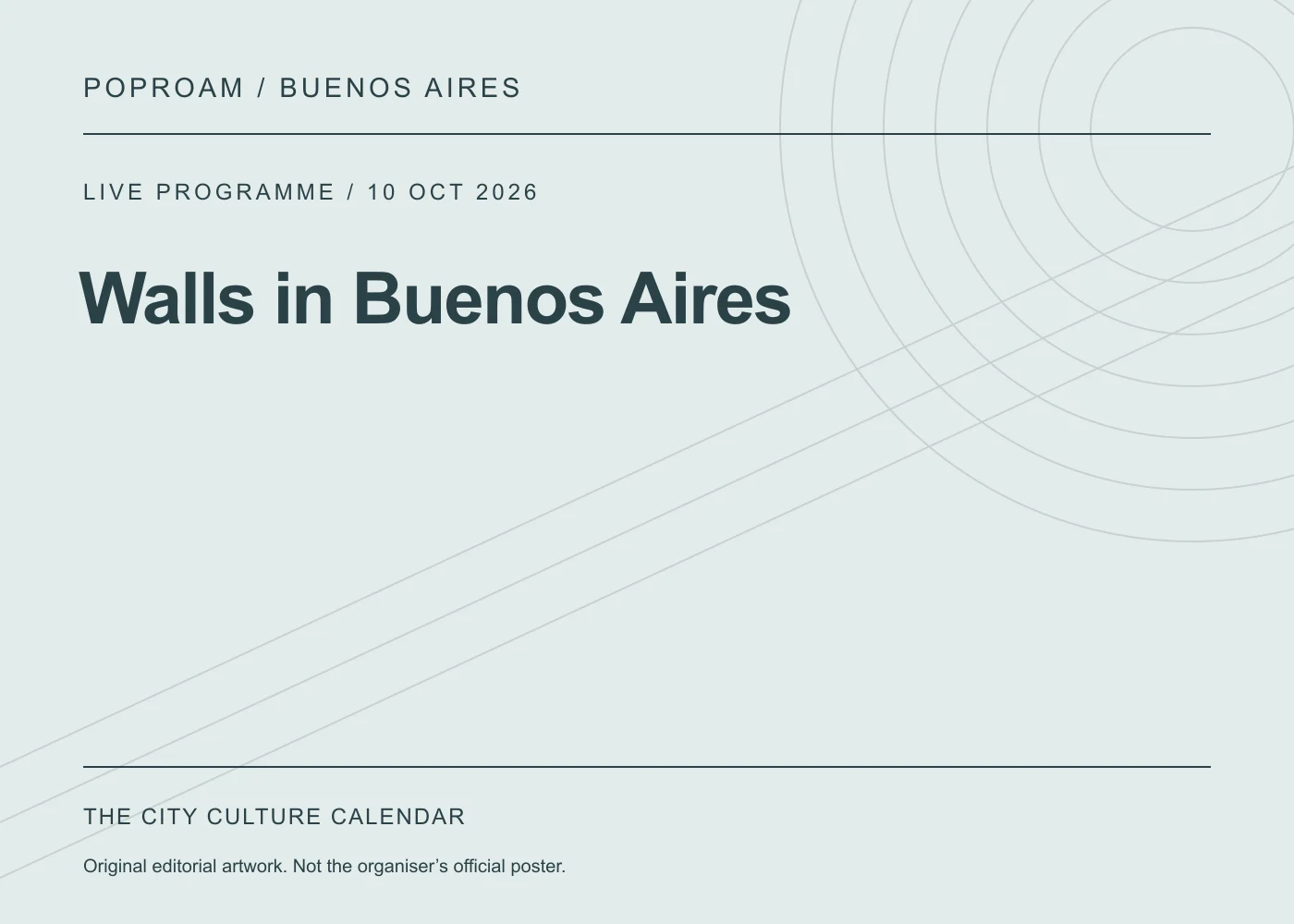 Original editorial programme artwork for Walls in Buenos Aires. This is not the organiser’s official poster.