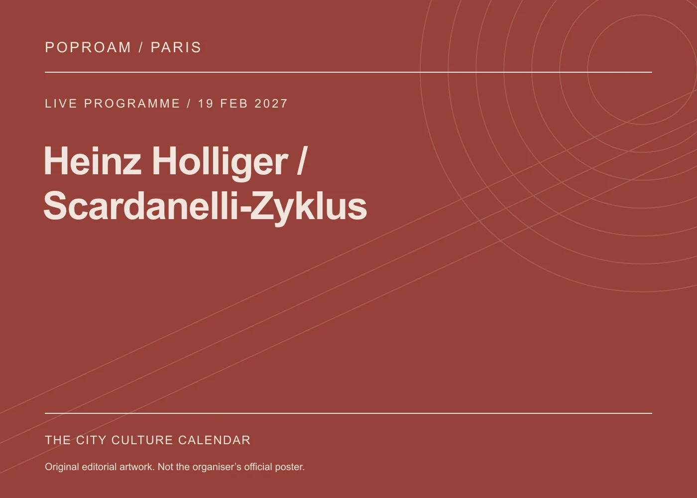 Original editorial programme artwork for Heinz Holliger / Scardanelli-Zyklus. This is not the organiser’s official poster.