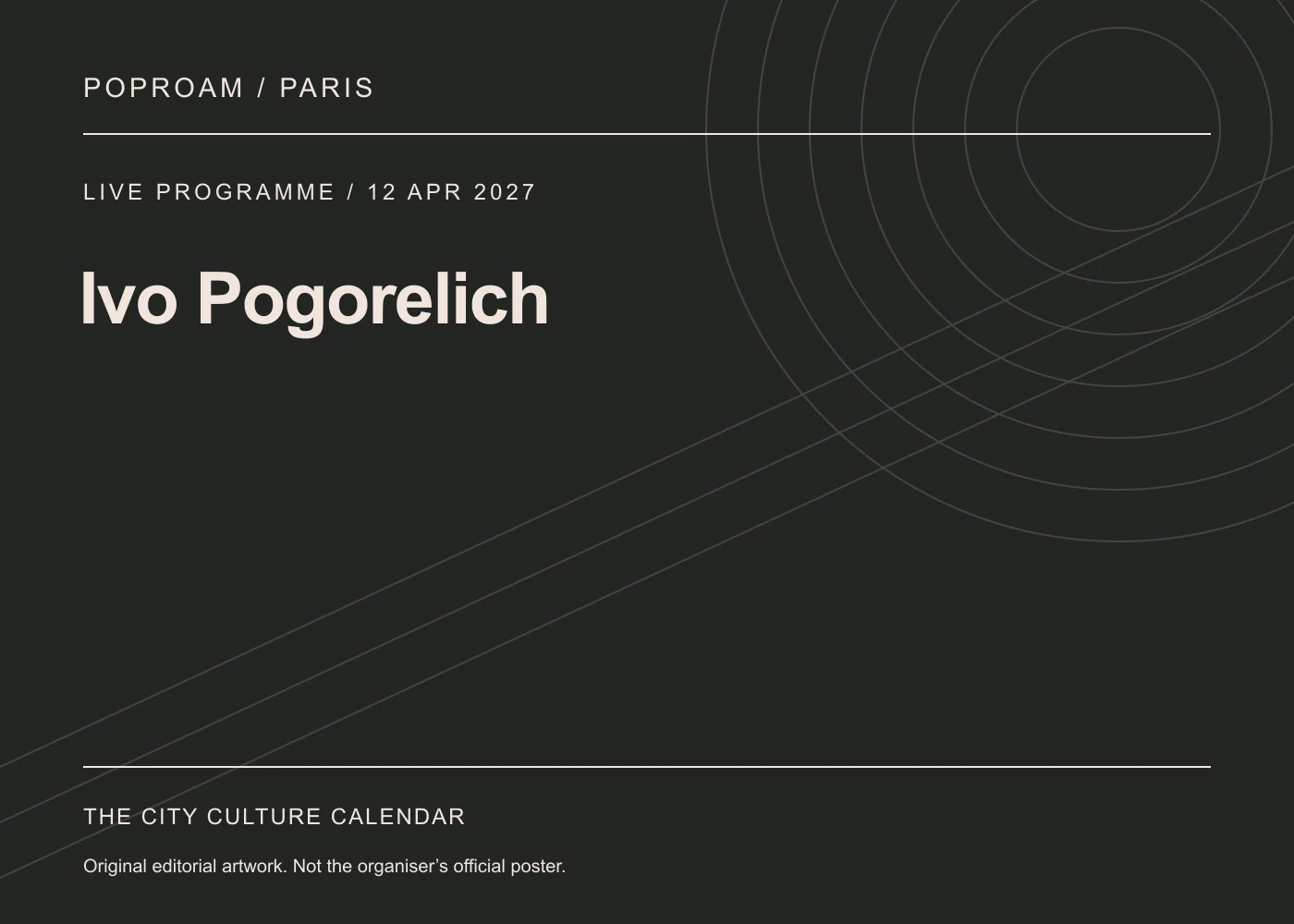 Original editorial programme artwork for Ivo Pogorelich. This is not the organiser’s official poster.
