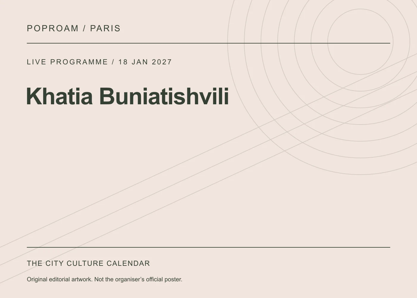 Original editorial programme artwork for Khatia Buniatishvili. This is not the organiser’s official poster.