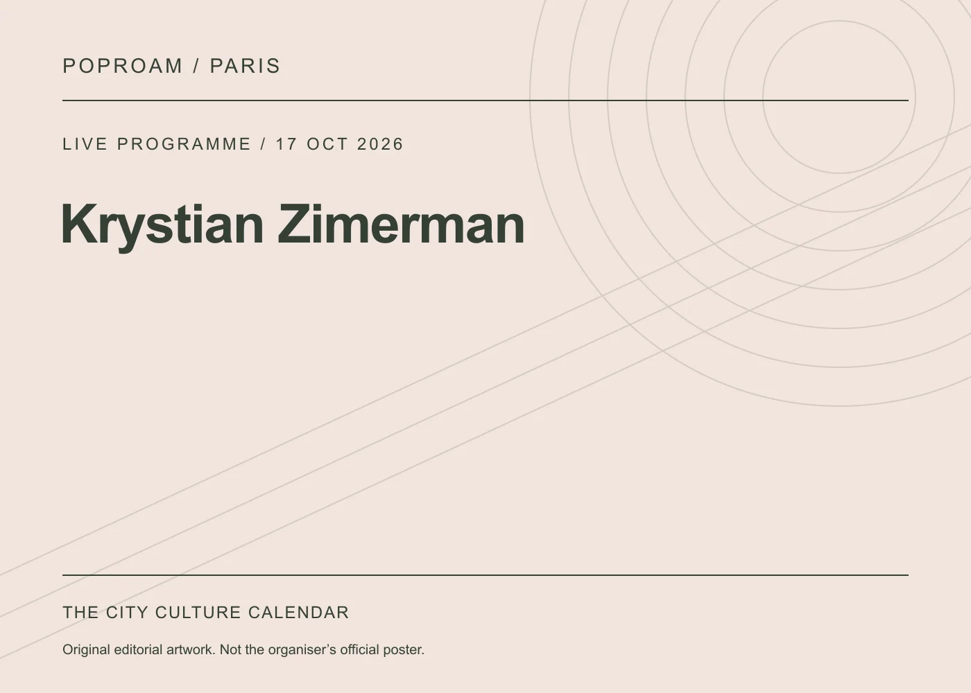 Original editorial programme artwork for Krystian Zimerman. This is not the organiser’s official poster.