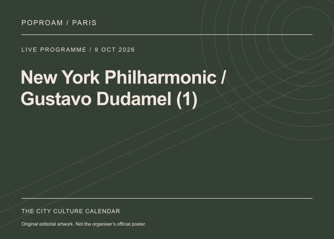 Original editorial programme artwork for New York Philharmonic / Gustavo Dudamel (1). This is not the organiser’s official poster.