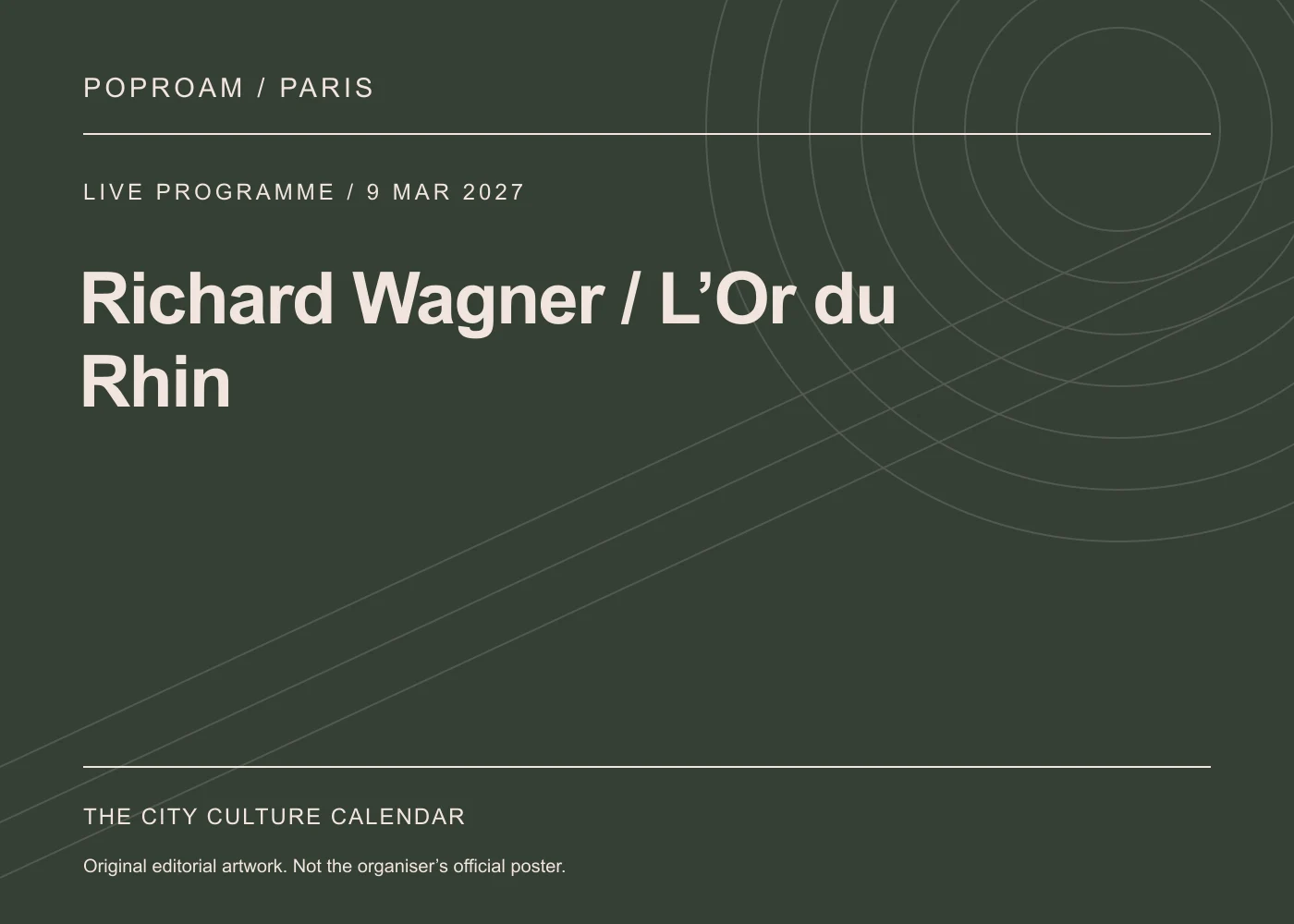 Original editorial programme artwork for Richard Wagner / L’Or du Rhin. This is not the organiser’s official poster.