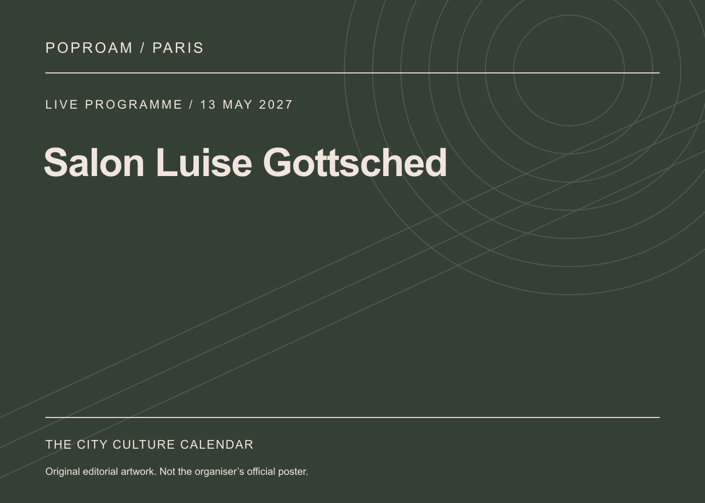 Original editorial programme artwork for Salon Luise Gottsched. This is not the organiser’s official poster.