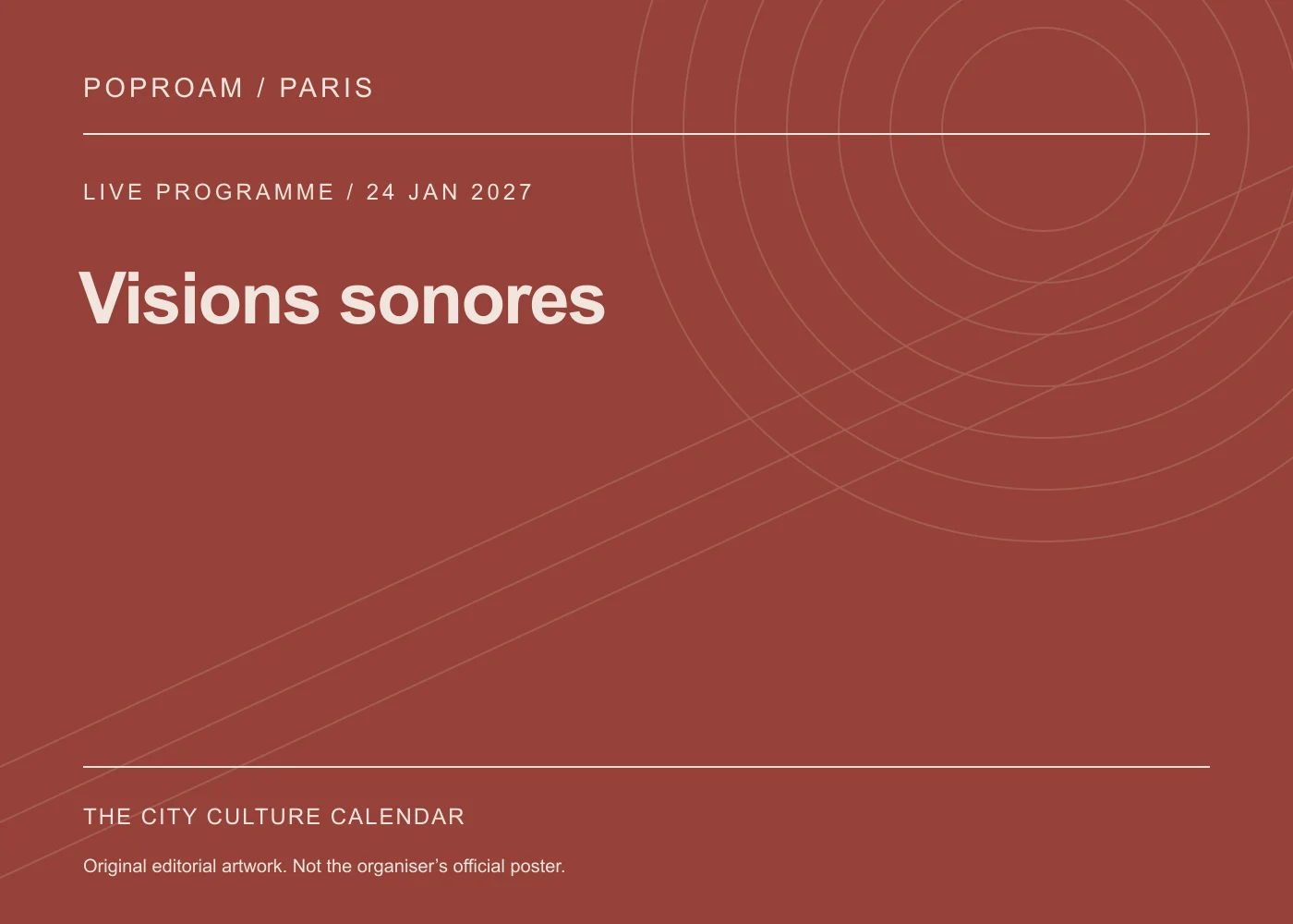 Original editorial programme artwork for Visions sonores. This is not the organiser’s official poster.