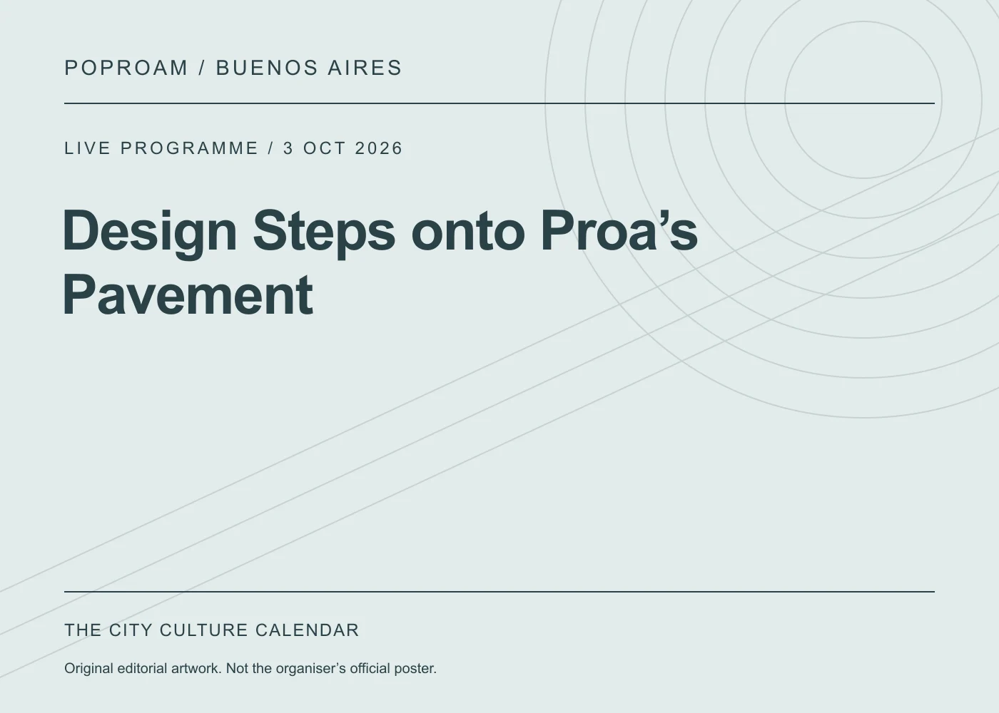 Original editorial programme artwork for Design Steps onto Proa’s Pavement. This is not the organiser’s official poster.