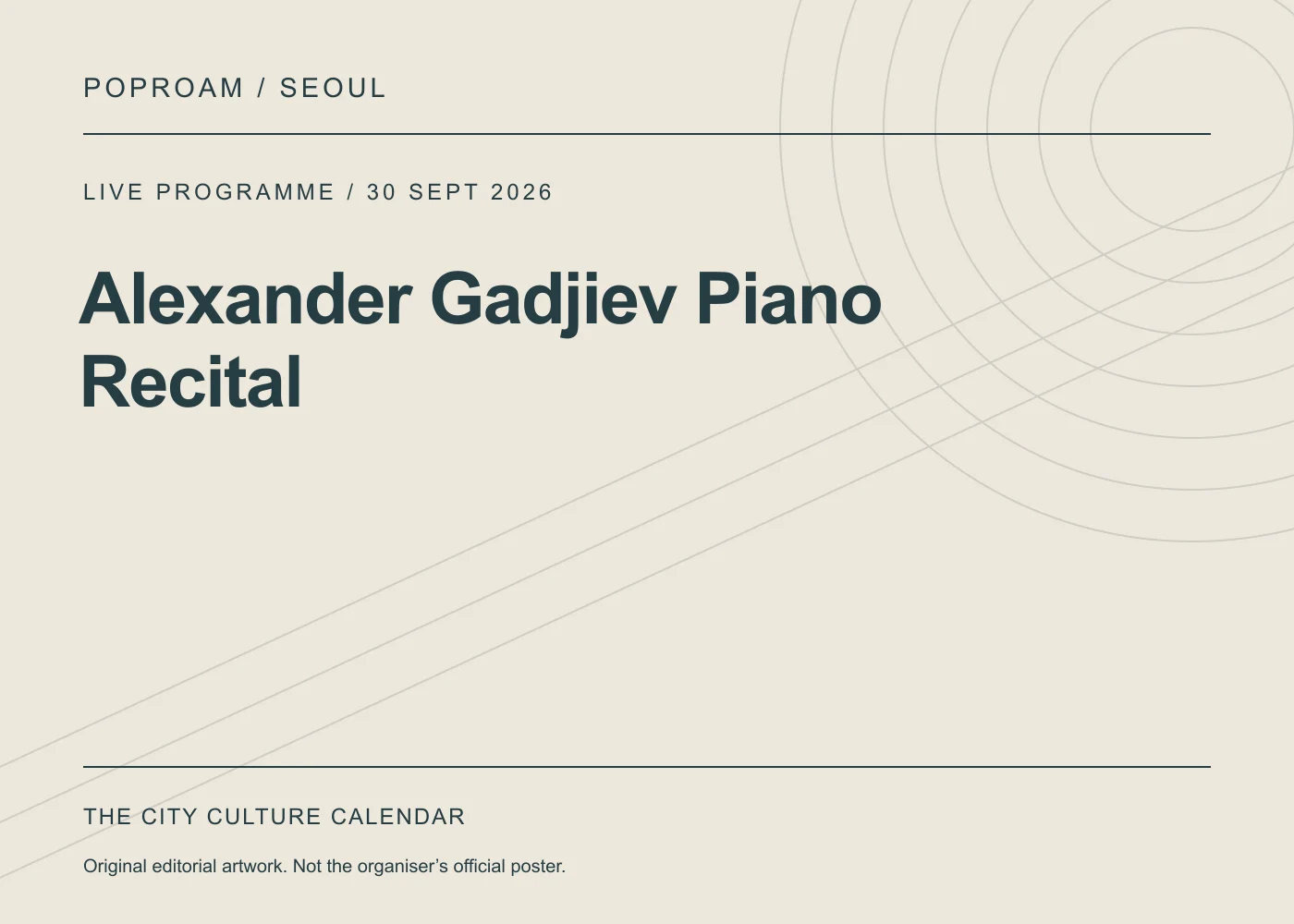Original editorial programme artwork for Alexander Gadjiev Piano Recital. This is not the organiser’s official poster.