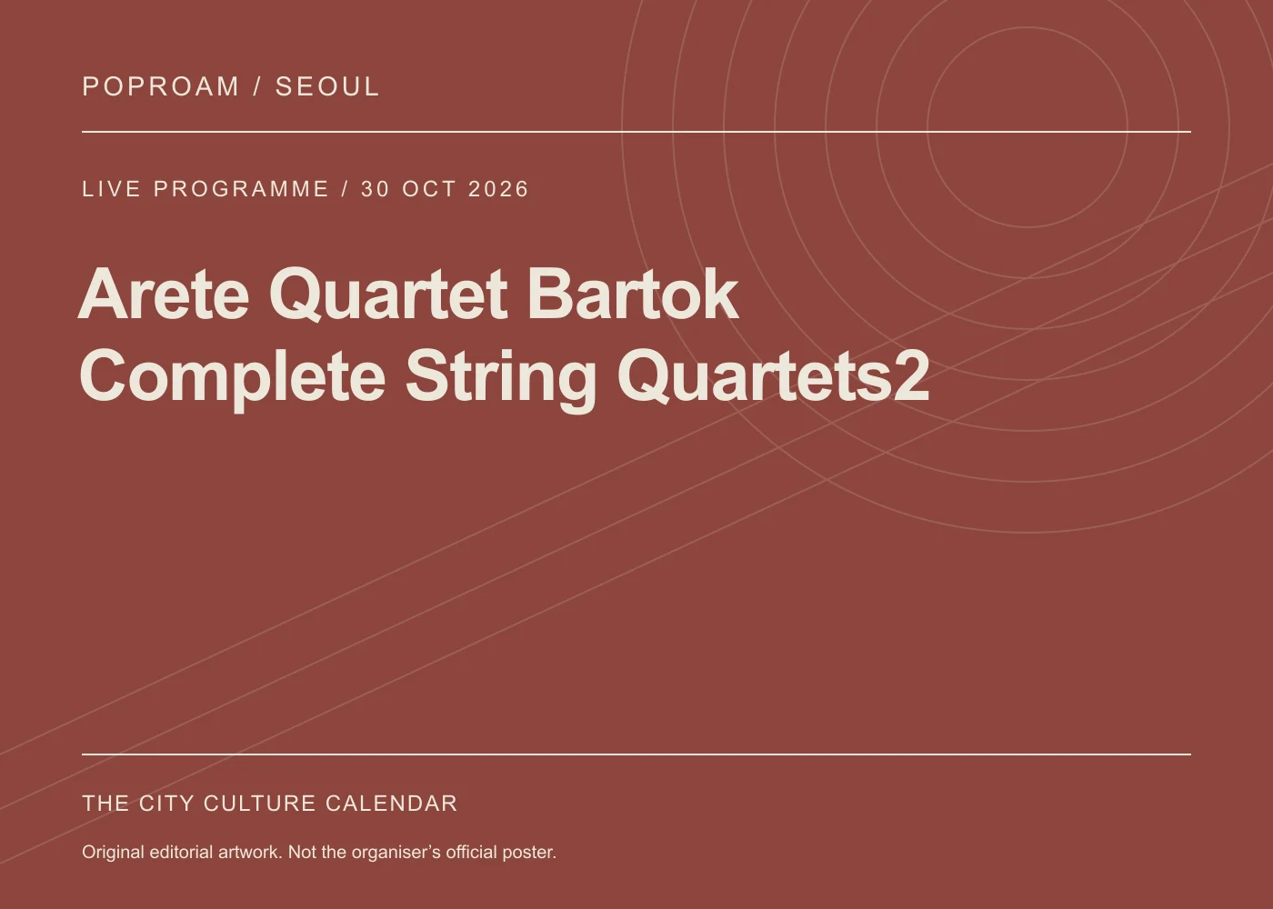 Original editorial programme artwork for Arete Quartet Bartok Complete String Quartets2. This is not the organiser’s official poster.