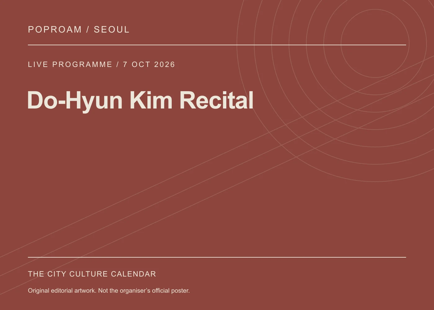 Original editorial programme artwork for Do-Hyun Kim Recital. This is not the organiser’s official poster.