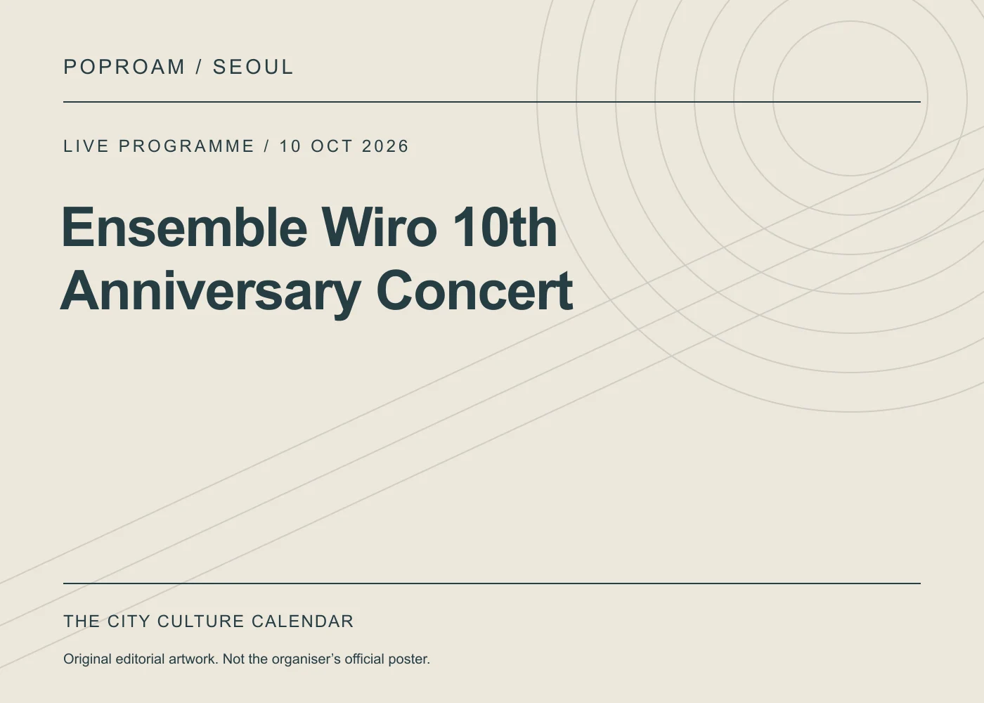 Original editorial programme artwork for Ensemble Wiro 10th Anniversary Concert. This is not the organiser’s official poster.