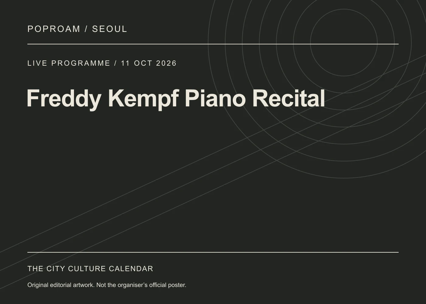 Original editorial programme artwork for Freddy Kempf Piano Recital. This is not the organiser’s official poster.
