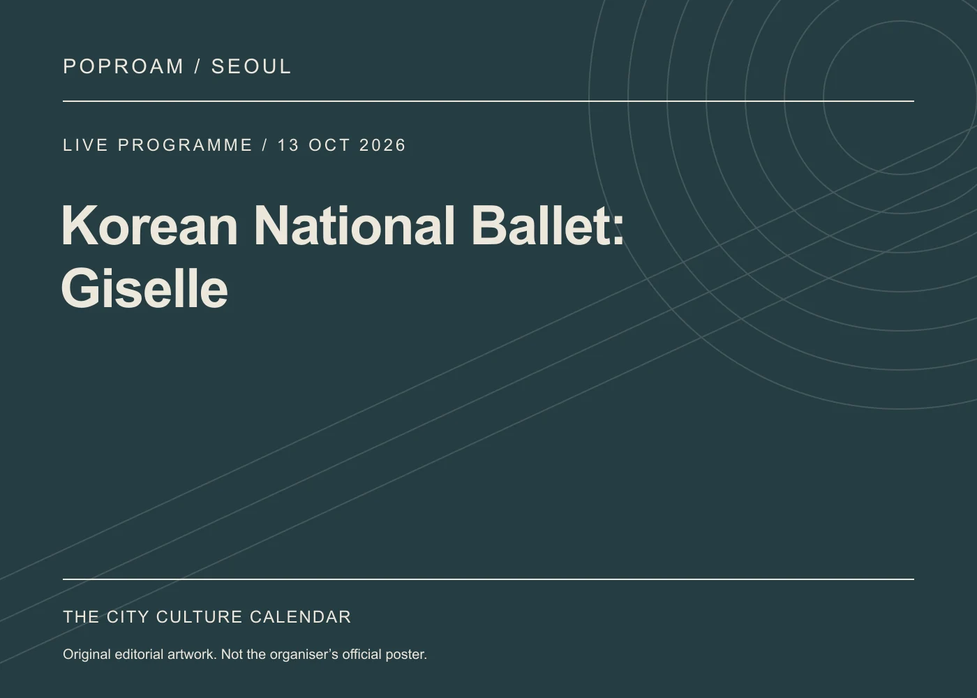 Original editorial programme artwork for Korean National Ballet: Giselle. This is not the organiser’s official poster.