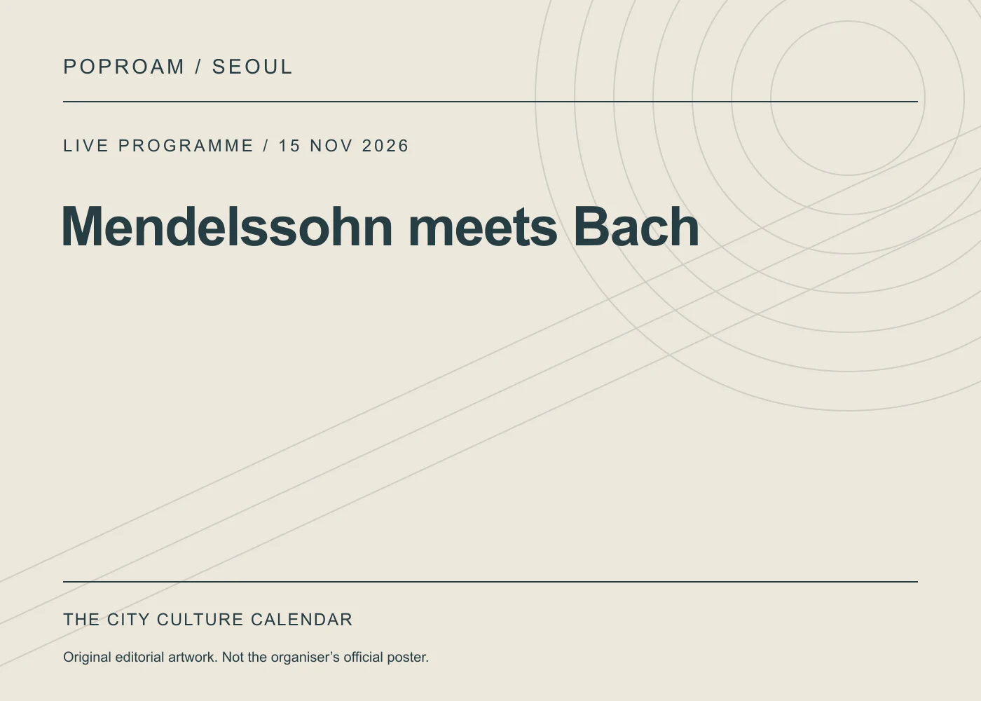 Original editorial programme artwork for Mendelssohn meets Bach. This is not the organiser’s official poster.