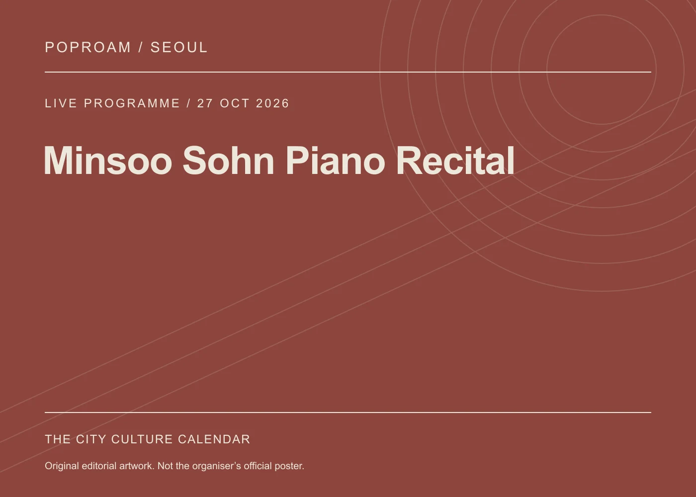 Original editorial programme artwork for Minsoo Sohn Piano Recital. This is not the organiser’s official poster.
