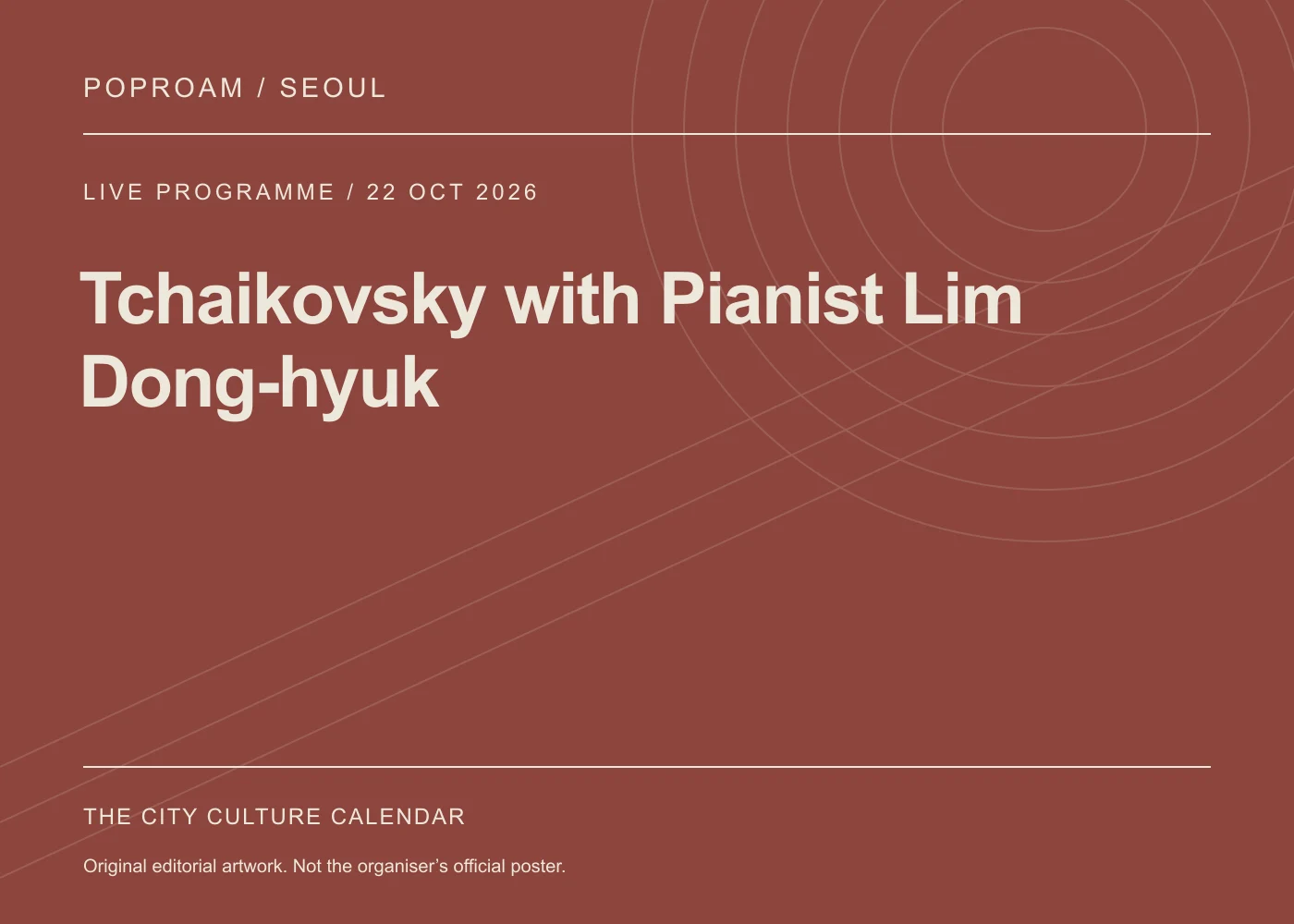 Original editorial programme artwork for Tchaikovsky with Pianist Lim Dong-hyuk. This is not the organiser’s official poster.