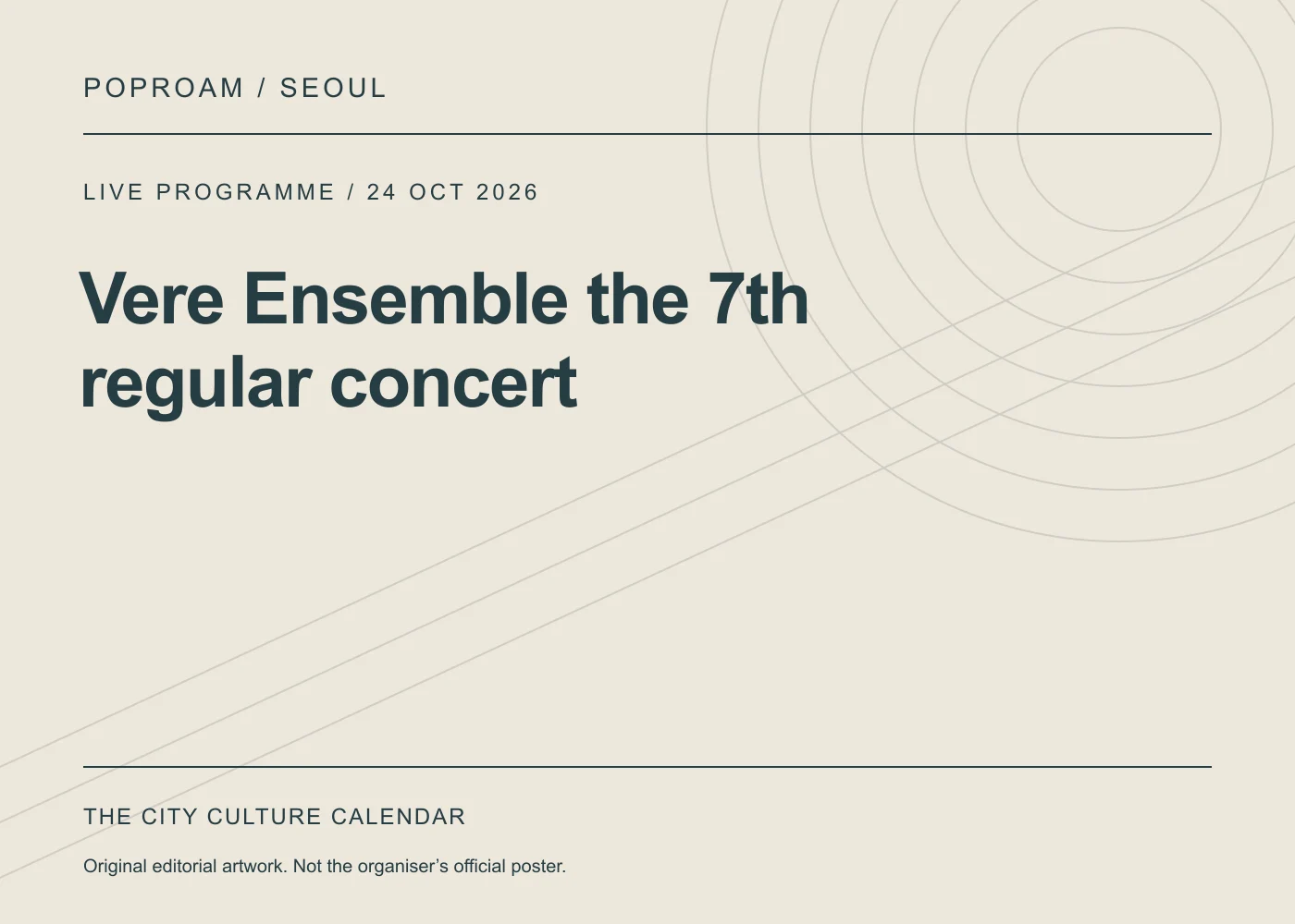 Original editorial programme artwork for Vere Ensemble the 7th regular concert. This is not the organiser’s official poster.