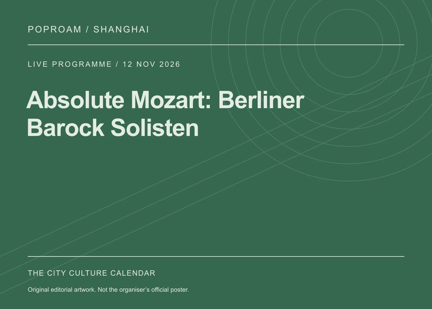 Original editorial programme artwork for Absolute Mozart: Berliner Barock Solisten. This is not the organiser’s official poster.