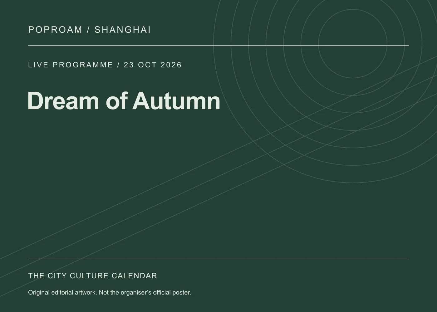 Original editorial programme artwork for Dream of Autumn. This is not the organiser’s official poster.