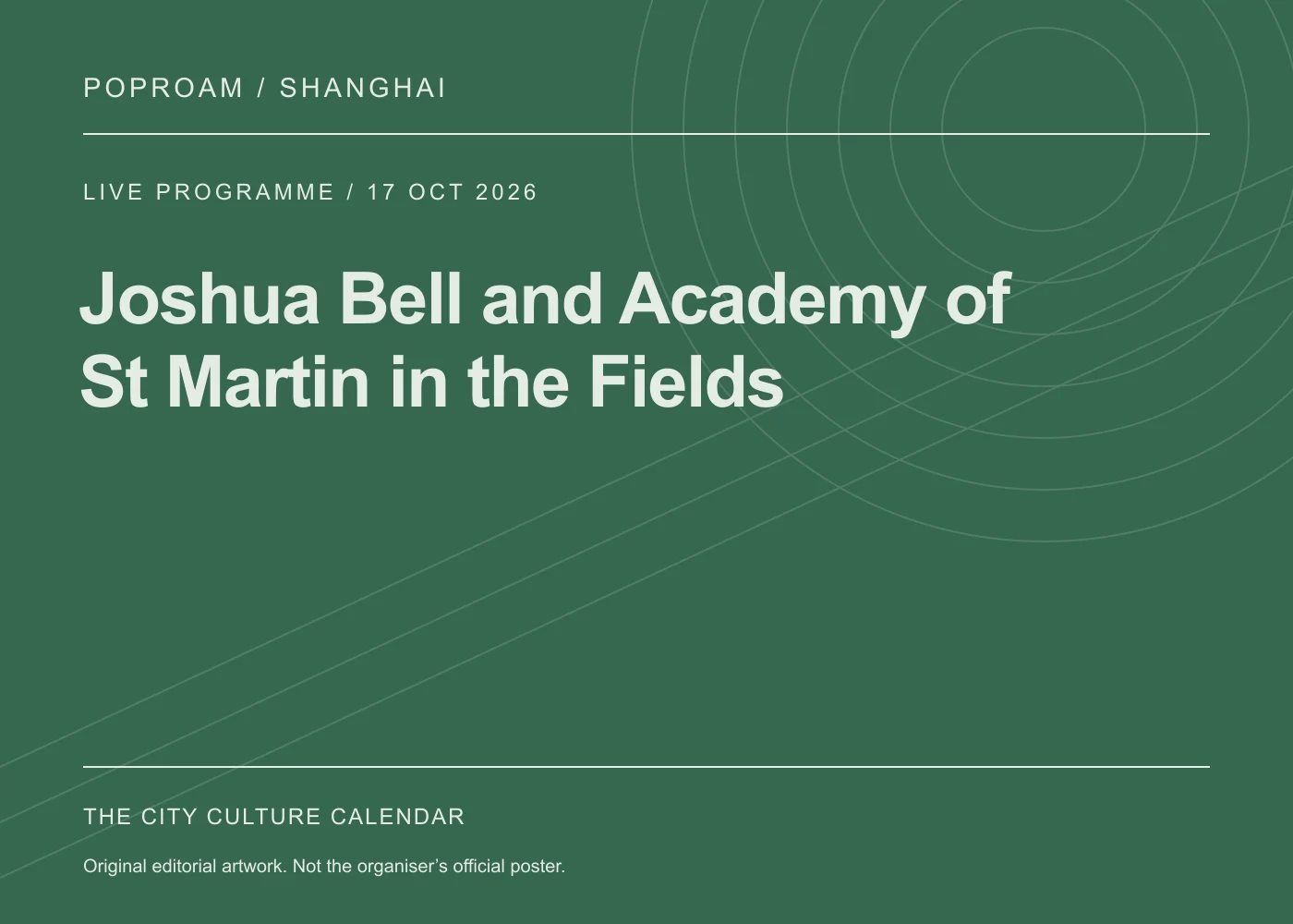 Original editorial programme artwork for Joshua Bell and Academy of St Martin in the Fields. This is not the organiser’s official poster.