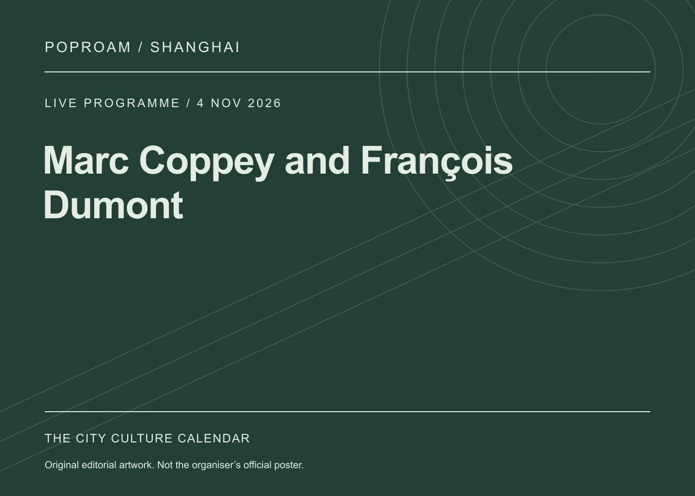 Original editorial programme artwork for Marc Coppey and François Dumont. This is not the organiser’s official poster.