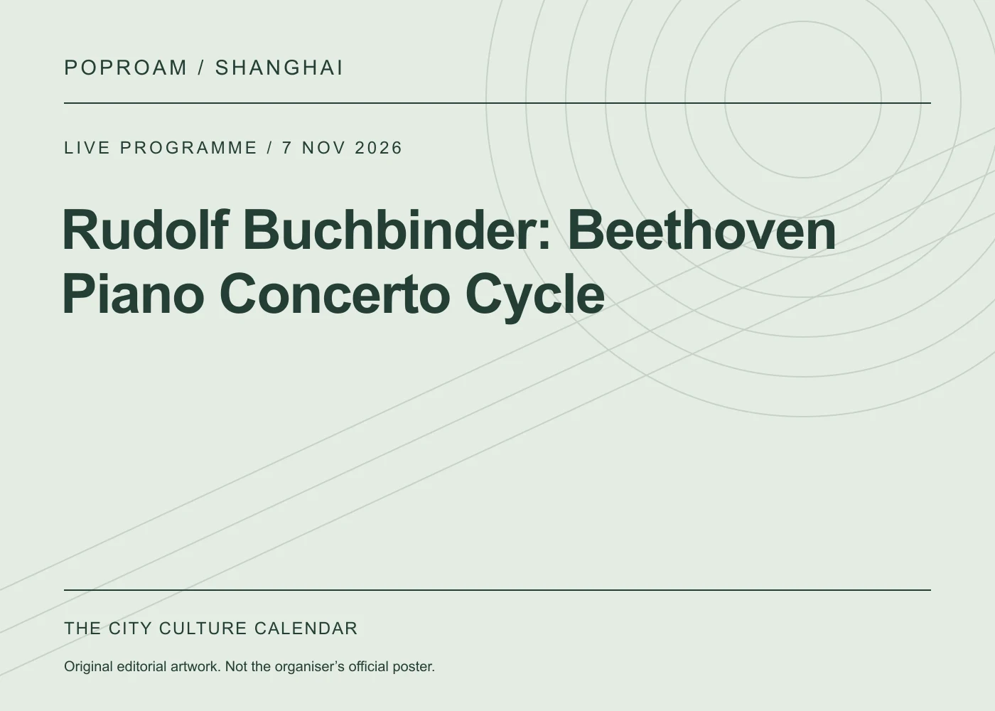 Original editorial programme artwork for Rudolf Buchbinder: Beethoven Piano Concerto Cycle. This is not the organiser’s official poster.