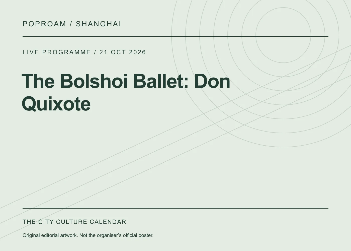 Original editorial programme artwork for The Bolshoi Ballet: Don Quixote. This is not the organiser’s official poster.