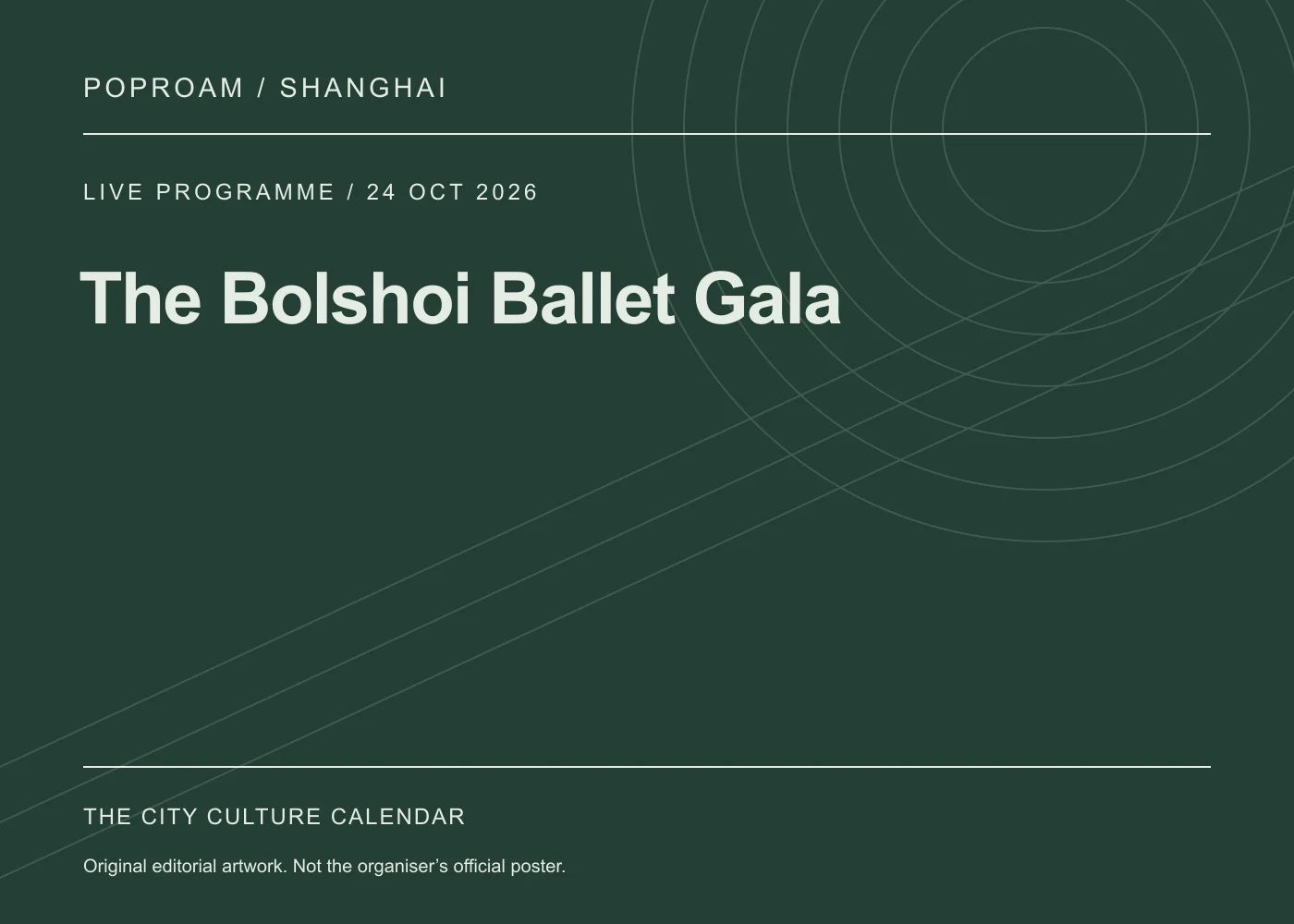 Original editorial programme artwork for The Bolshoi Ballet Gala. This is not the organiser’s official poster.
