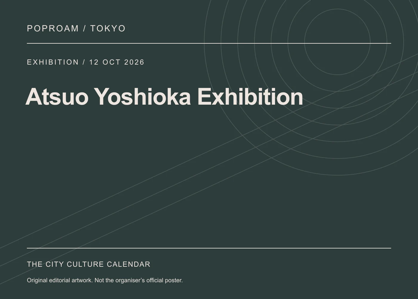 Original editorial programme artwork for Atsuo Yoshioka Exhibition. This is not the organiser’s official poster.