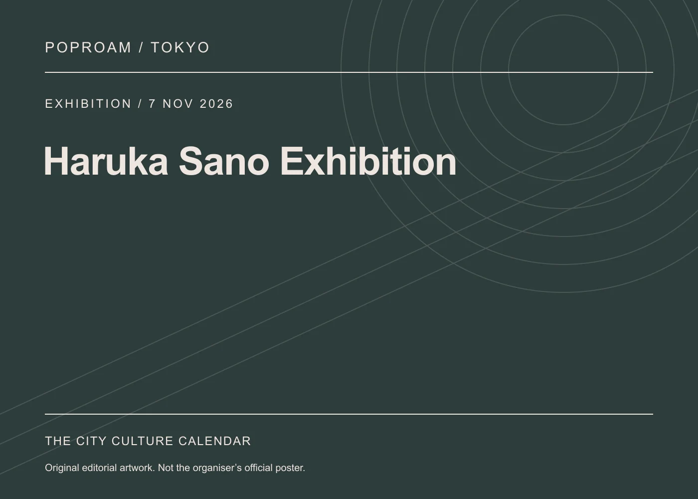 Original editorial programme artwork for Haruka Sano Exhibition. This is not the organiser’s official poster.