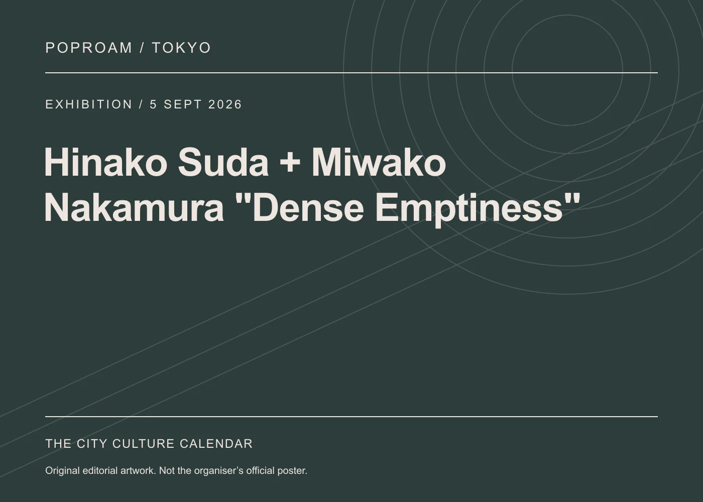 Original editorial programme artwork for Hinako Suda + Miwako Nakamura "Dense Emptiness". This is not the organiser’s official poster.
