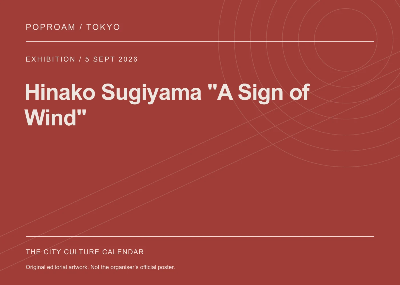 Original editorial programme artwork for Hinako Sugiyama "A Sign of Wind". This is not the organiser’s official poster.