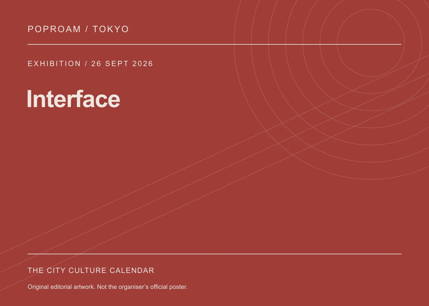 Original editorial programme artwork for Interface. This is not the organiser’s official poster.