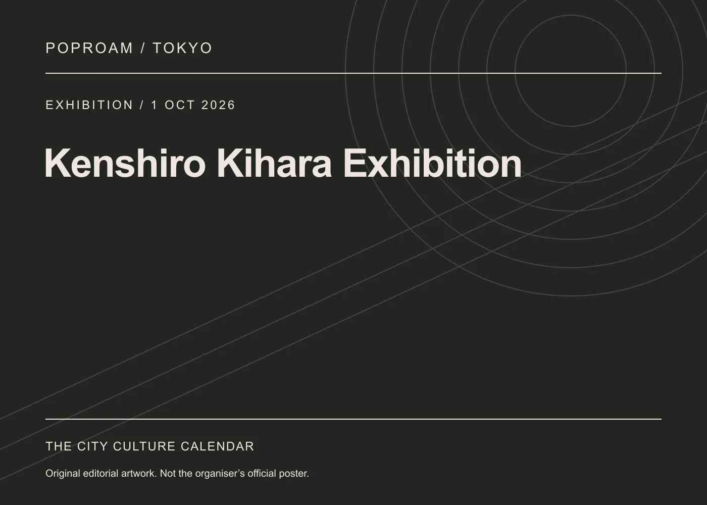 Original editorial programme artwork for Kenshiro Kihara Exhibition. This is not the organiser’s official poster.