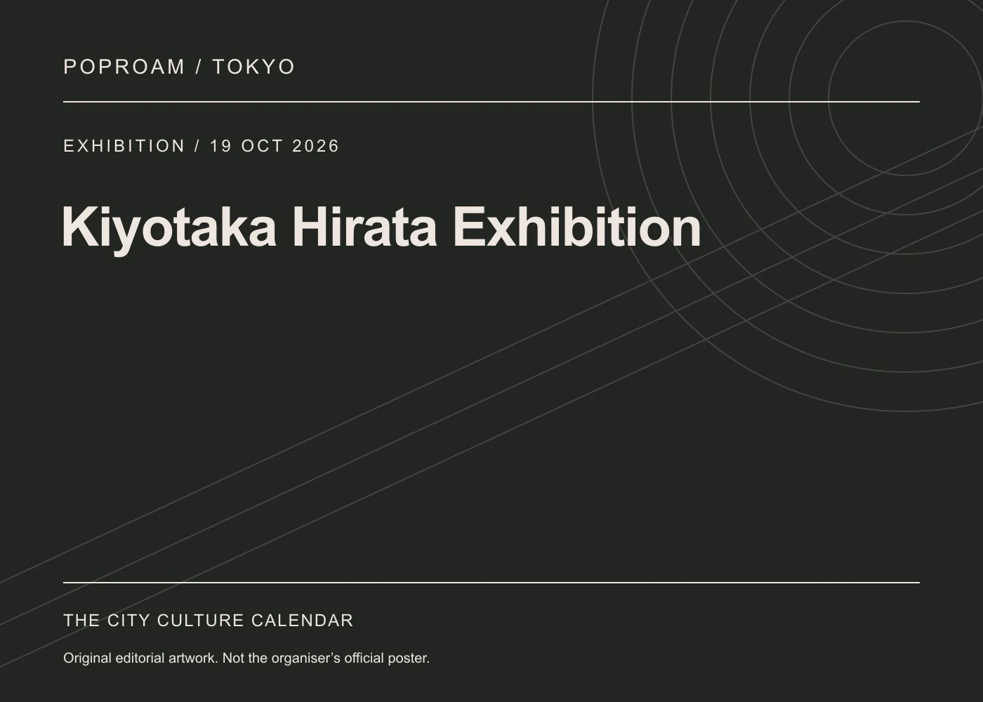 Original editorial programme artwork for Kiyotaka Hirata Exhibition. This is not the organiser’s official poster.