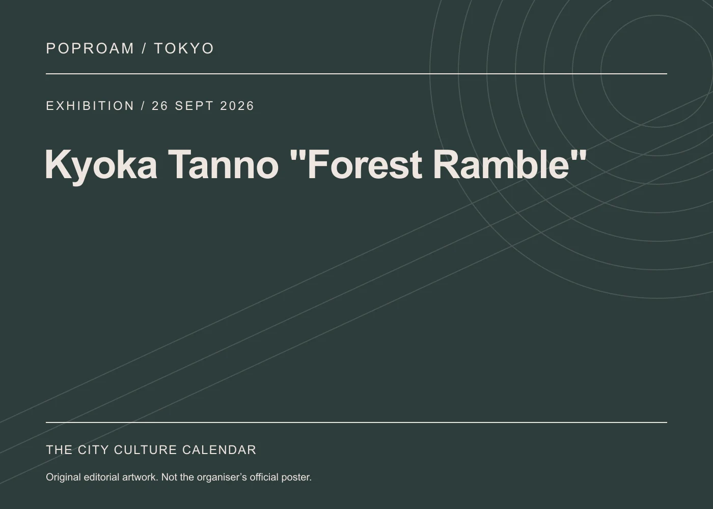 Original editorial programme artwork for Kyoka Tanno "Forest Ramble". This is not the organiser’s official poster.