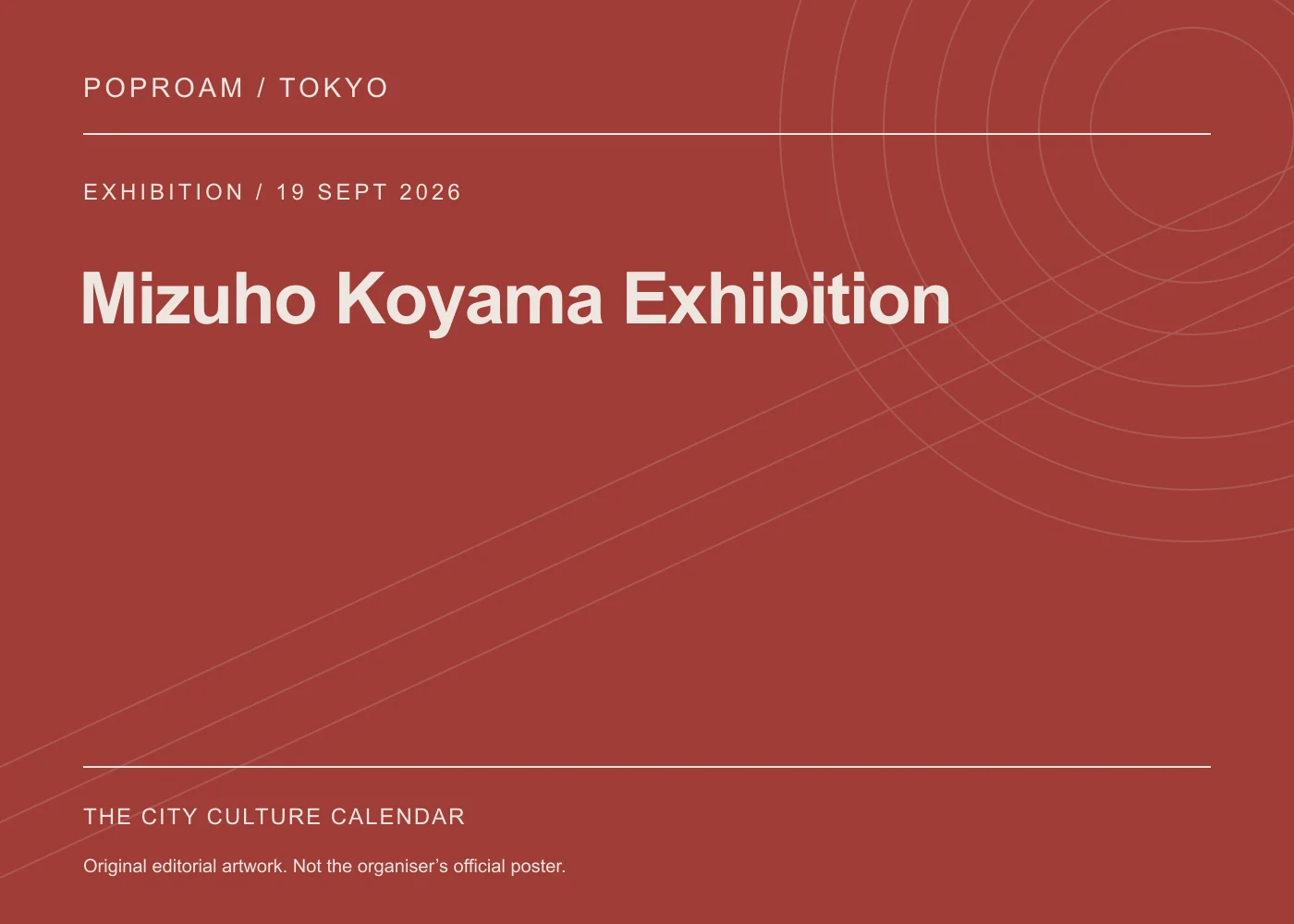 Original editorial programme artwork for Mizuho Koyama Exhibition. This is not the organiser’s official poster.