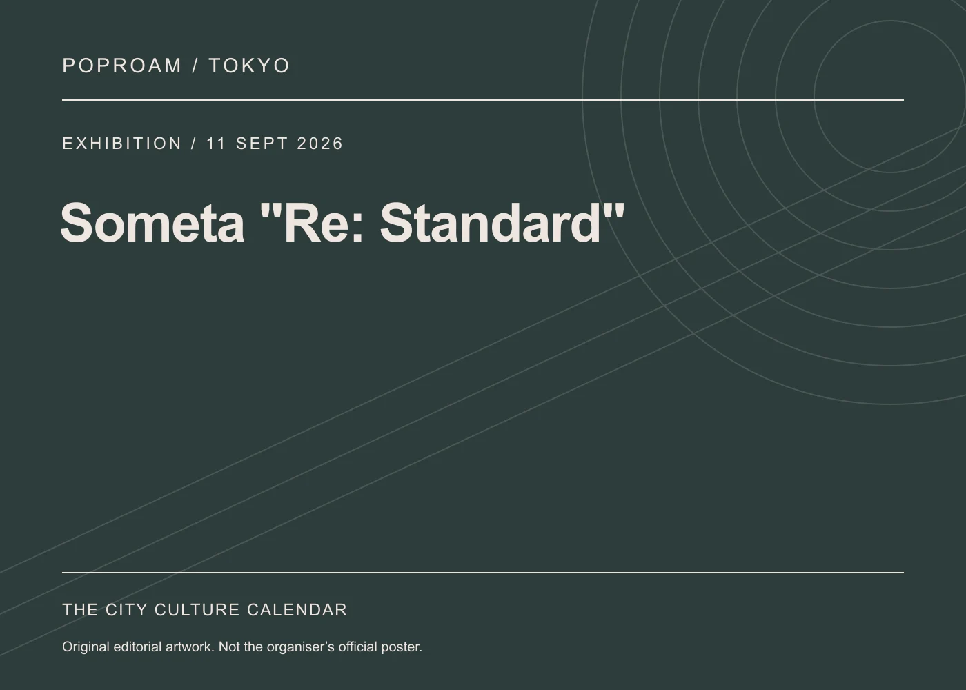 Original editorial programme artwork for Someta "Re: Standard". This is not the organiser’s official poster.